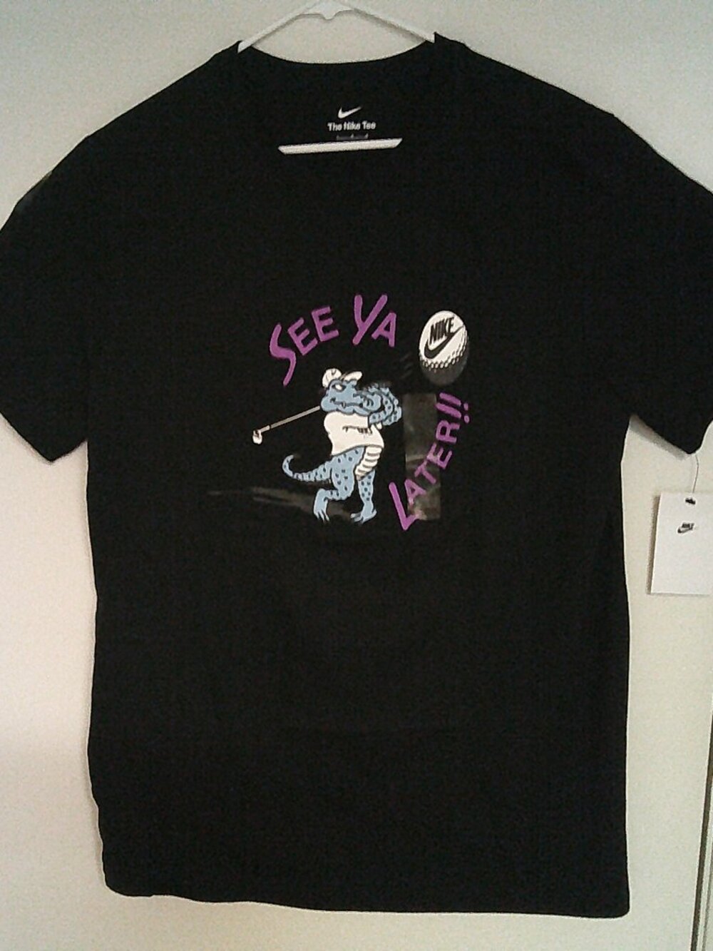 NEW NIKE GOLF "See Ya Later Tee" MEN'S BLACK MULTI-COLOR T-SHIRT L 108420-010